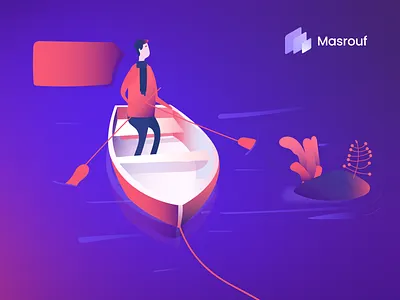 Masrouf E-Wallet Illustration art brand identity branding budget canoeing design e wallet expenses financial illustration illustration art illustrations money online online banking sea travel wallet wondering