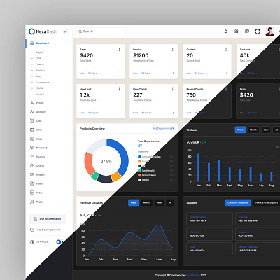 Dark and Light Mode Admin Dashboard Template vue dashboard template