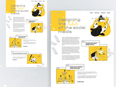 Social Media - Landing Page Exploration branding brutalism creative creative design design design art editorial illustration landing page layout typography webdesign website design