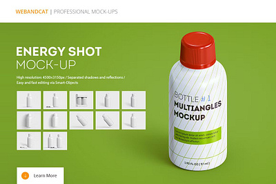 Energy Shot Energy Drink Mock-up bottle bottles can custom customizable drink energy drink fitness gym label mock up mockup object packaging plastic sport template