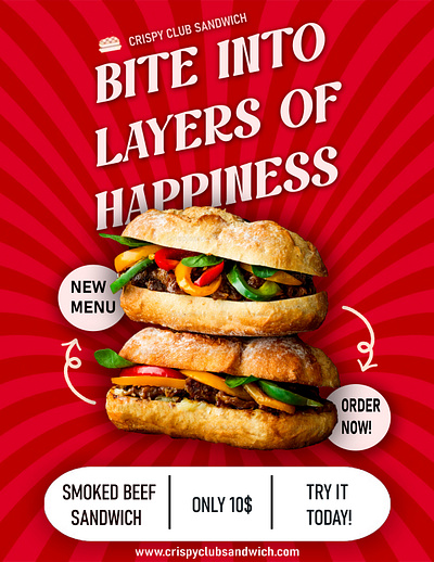 Club Sandwich Poster. adobe branding club sandwich fast food flyer foodposter graphic design graphic designer illustration photoshop poster sandwich