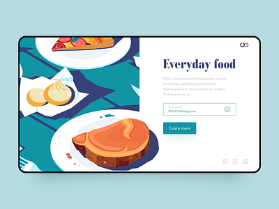 Food web animation blue cake design dynamic food green illustration pizza steak ui ux web yellow