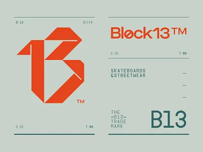 Block13 Skateboards & Sreetwear b13 block brand fashion fold future futuristic logo monogram monospace skate skating sports street streetwear symbol urban utilitarian wear