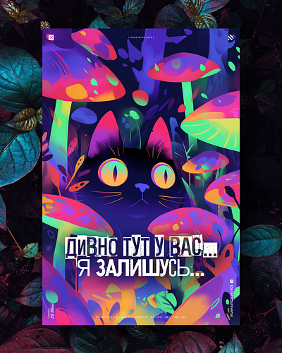 Дивно тут у вас... ai branding cat daliy design illustration poster print