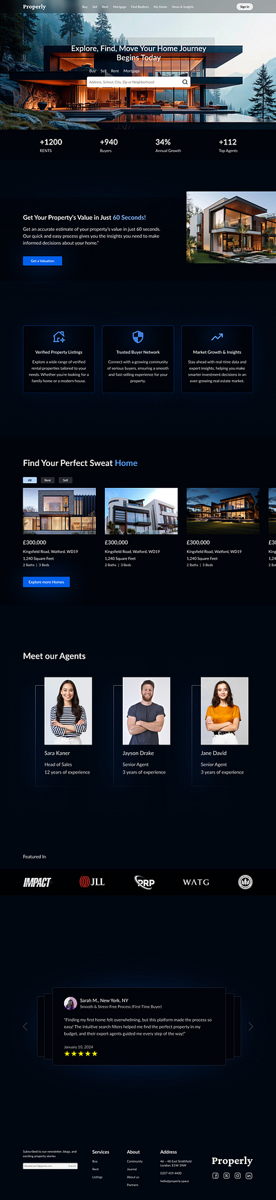 Redesigning properly's landing page design landing real estate ui