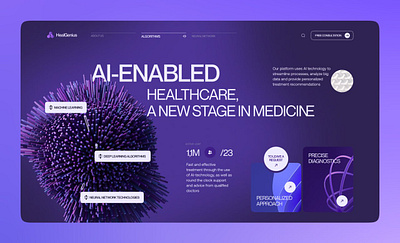 AI-Enabled Healthcare Website Design ai algorithms ai healthcare data analytics digital health futuristic design health solutions healthcare interactive website machine learning medical platform medical tech smart diagnostics tech innovation ui design user experience ux design ux ui web design web interface website