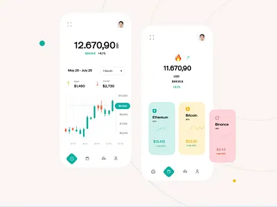 Crypto Wallet Mobile App app design blockchain app crypto trading crypto wallet cryptocurrency data visualization finance finance app investment investment tracker market analysis mobile app mobile finance portfolio management tracking trading app ui design user experience ux design ux ui