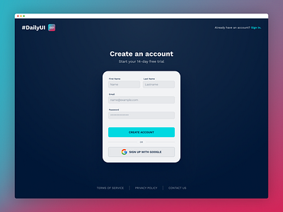 #DailyUI 001 — Sign up form ui