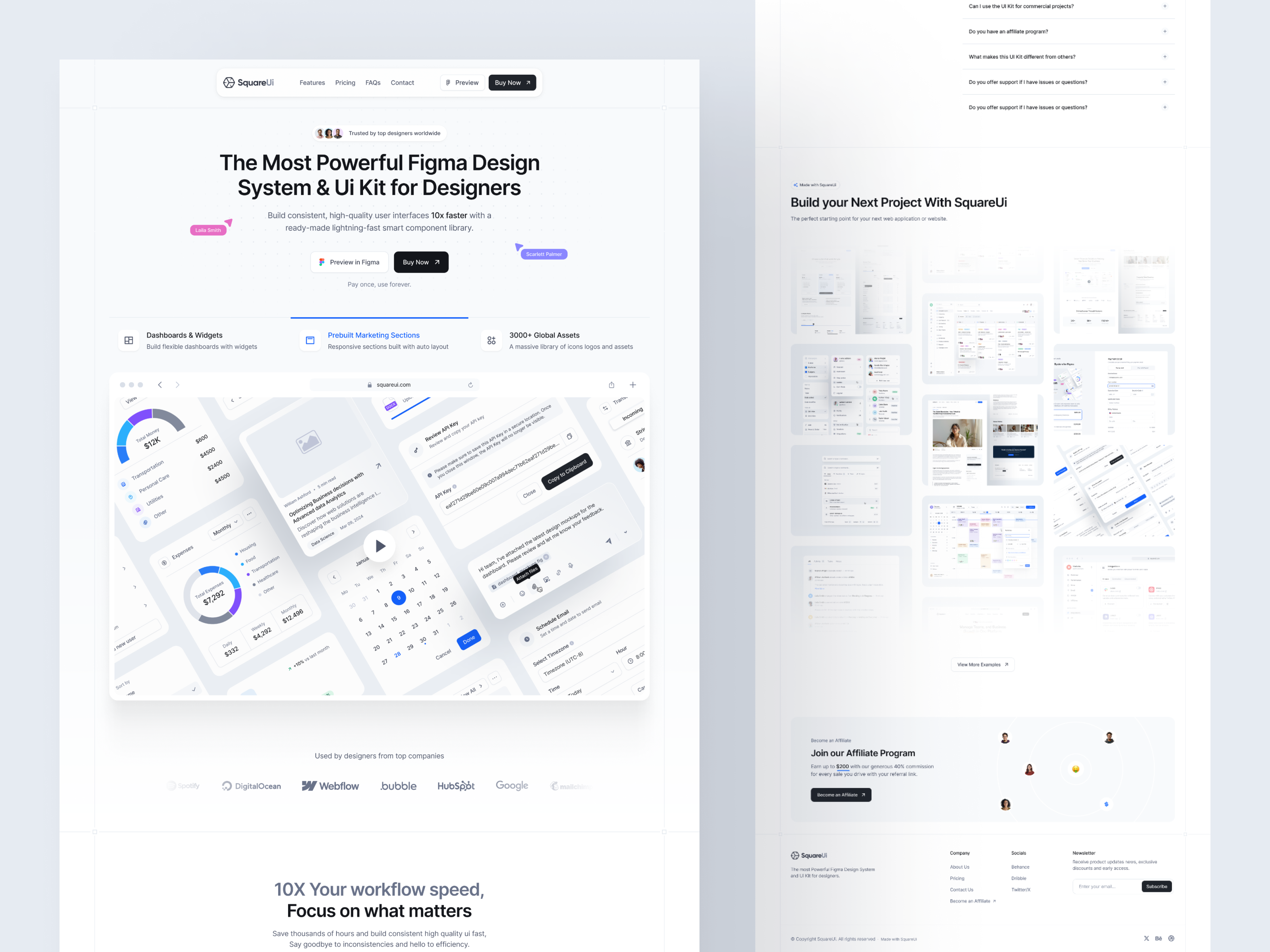 SquareUi Landing Page design system figma landing page product design ui ux web design