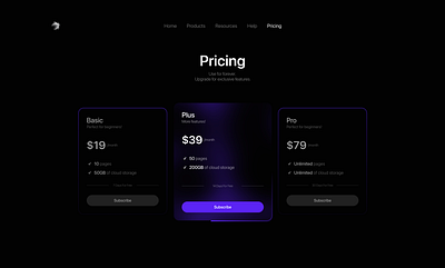 Pricing Page animatedborder animation dailyui figma pricing pricingpage productdesign prototype uidesign uiuxdesign uxdesign