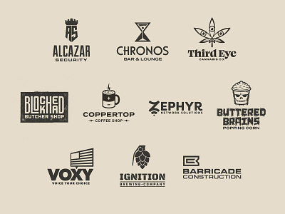 LOGOS 11-20/30 bar block brand branding brewery butcher collection logo monogram weed