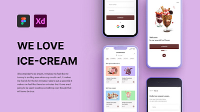 Ice-cream app Design adobe xd app design figma ice cream ice cream app ios iphone app mobile app product design ui uiux user interface ux