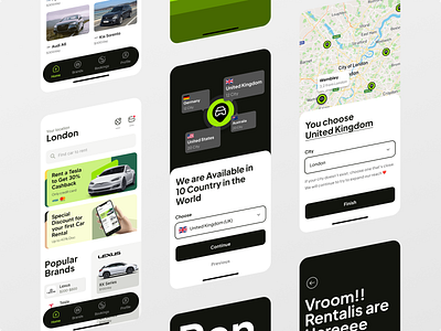 Rentalis - Car Rental Apps adobe xd apps bold car dark design figma minimalist mobile prototype rental shoot simple sketch ui uiux ux uxui