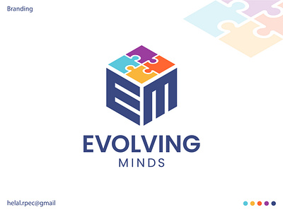 Evolving Minds | Autism Medical Company Logo autism center logo autism clinic logo autism logo autism school logo brand brand identity branding company graphic design letter em letter logo logo logo design logo designer logos medical company logo medical logo mental health psychology center