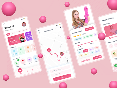 Cleaning Service App app app design art branding cleaning cleaning service design graphic design home service illustraror illustration logo photoshop service ui ux vector web ui
