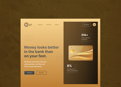 Landing Page Credit Card Service Bank UI animation application bank banking behance branding card cloud credit design figma gold illustration landing page ui user experience user interface web website