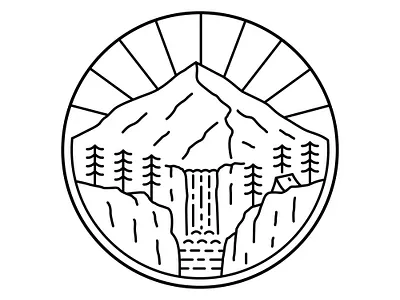 mono line of nature waterfall adventure design graphic design mono line nature vector