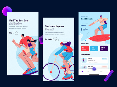 Fitness App - Workout Tracker animation beautiful branding design fitness fitness app graphic design icon illustration logo splash splash screen tracking app ui ux vector workout app