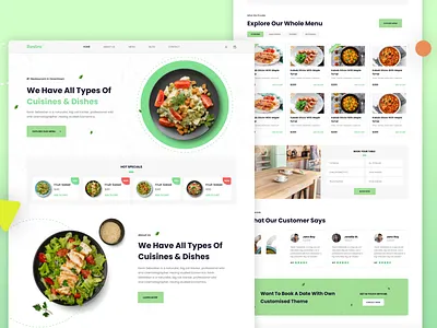 Restaurant Theme clean design flat green minimal modern restaurant theme ui website