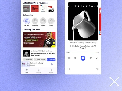 Podcast App Concept app design concept minimal minimalism mobile app mobile design music player podcast podcast app ui ux uiux ux ui uxui
