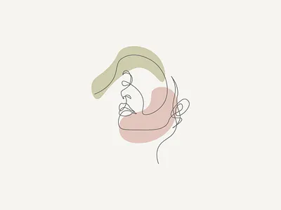 One line drawing women face minimal concept people