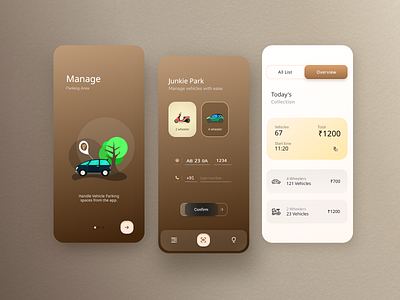 Junkie Parking App android androidapp app booking concept dark design mobileapp parking theme ticket tickets ui uiux