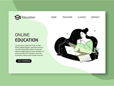 Vector illustration with student character for landing page branding concept design education illustration landing page learning student vector women