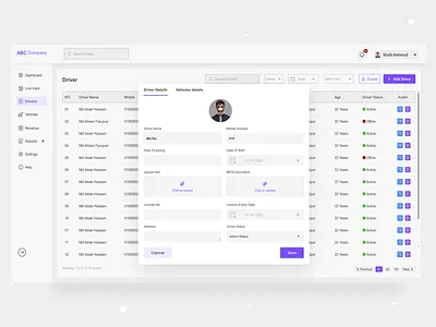Vehicle Tracking App - Add Driver Information cargo dashboard live track app logistic saas app track management app tracking app tracking car tracking management system transportation trend 2022 ui design vehicle management system web design webapp
