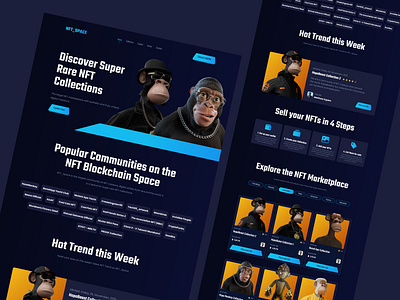 💎 NFT Landing Page UI Design Concept blockchain card crypto cryptocurrency dark mode design figma landing landing page nft nft app nft dashboard nft market nft marketplace nft web token ui ux uxui website