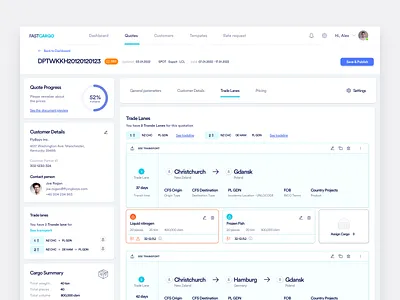 FASTCARGO - Quotation process app complex ui dashboard layout logistic panel quotation react ui ui design uiux user experience user interface ux ux design web app web design