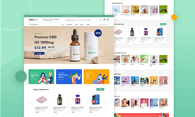 Meds Ecommerce Store design ecommerce flat health medical meds minimal store ui ux website