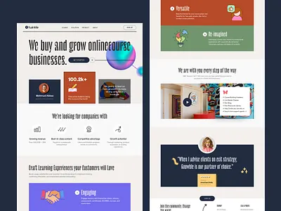 Twinkle - Online Course Landing Page clean ui course design e learning education landingpage landingpage deisgn learning management system online class online course teacher tutor twinkle ui ui elements uiux web design website