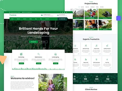 Garden Website design flat garden green minimal nature theme ui ux website
