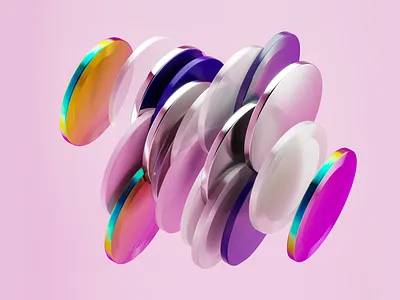 Iridescent composition 3d abstract illustration iridiscent