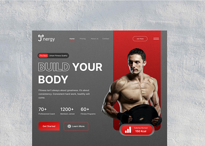 Jnergy Fitness Landing Page animation application blue body branding cloud design fitness gym illustration landing page ui user experience user interface ux web webstie