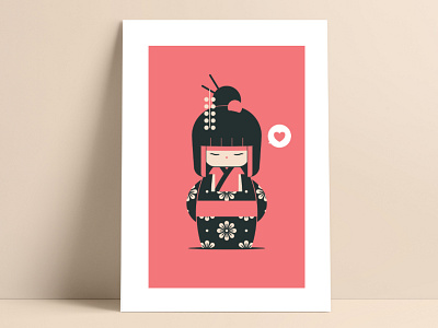 Kokeshi Geisha character cute design doll dolls geisha icon illustration japan japanese kokeshi simple vector