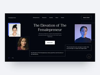 The Elevation of The Femalepreneur 一 Landing Page Design branding design entrepreneur web design femalepreneur hero section homepage design landing page landing page design ui ui design uiux design user interface ux web web design web ui web ux website website design