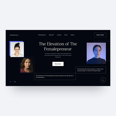 The Elevation of The Femalepreneur 一 Landing Page Design branding design entrepreneur web design femalepreneur hero section homepage design landing page landing page design ui ui design uiux design user interface ux web web design web ui web ux website website design