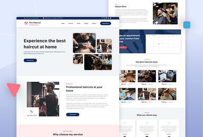 Haircut Professional Website barber design flat hair haircut minimal theme ui ux website