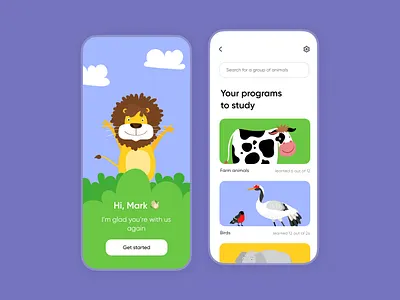 Kids Animals Educational App animals app baby child children colors concept design education ios kid kids minimalism mobile study training ui uiux ux uxui