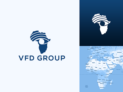 VFD GROUP LOGO DESIGN africa africa map logo african man african map african people brand identity branding business logo country logo design eye log logo logo design logo designer map logo modern logo pictorial logo