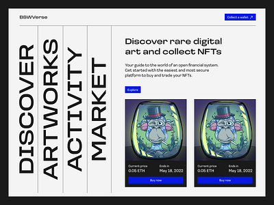B&WVERSE NFT crypto minimal nft nfts ui ux website
