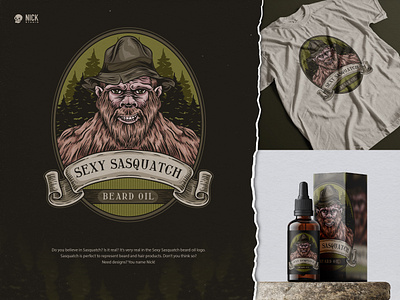 Sexy Sasquatch Beard Oil badge badge design beard beard oil bigfoot brand identity branding design graphic design hand drawing hand drawn hand drawn logo illustration illustrator logo logo design sasquatch vintage vintage design vintage logo