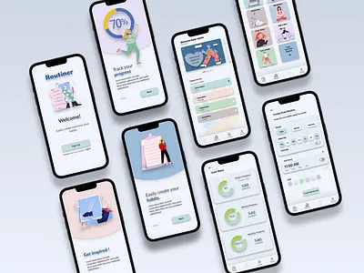 Routiner app design graphic design illustration logo typography ui ux