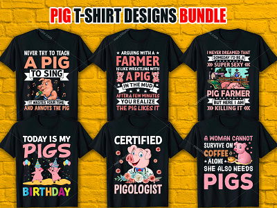 PIG T-Shirt Design Bundle. design fashion illustration logo t shirt maker tshirt