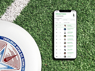 Ultimate Leaderboard app frisbee hierarchy interface leaderboard minimal mobile scores statistics typography ui