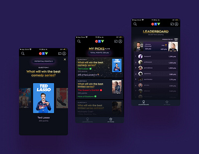 CTV - Emmy Awards Game emmy figma game interface leaderboard predictor question ux