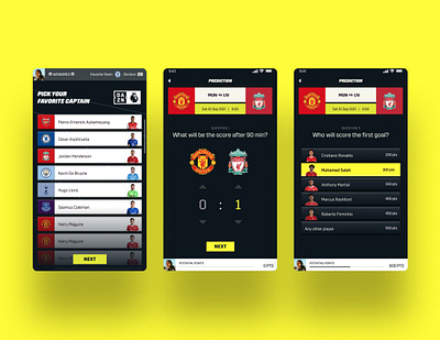 DAZN - Premiere League - Predict Game bets figma game predictor predictor game premiere league quiz selection screen soccer soccer game ui ux visual design