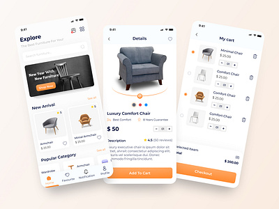 Furnifort- Furniture Shop App Design 2022 trend app app design app ui apps best design creative design delivery app dribbble best shot ecommerce ecommerce app furniture furniture app minimal design mobile app responsive design ui ux web ui website design