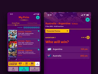 FIFA World Cup Qatar - Predictor Game figma game game design mobile game predictor game soccer soccer game ui ux world cup